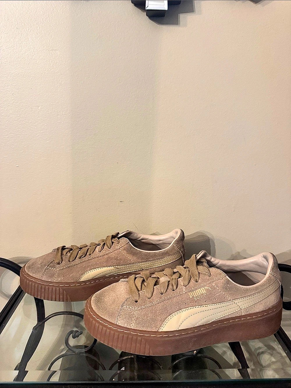 Puma Suede Platform SD Oatmeal Sneakers in Brown